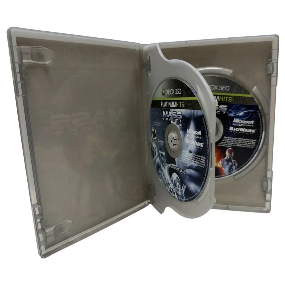 Mass Effect Platinum Hits Xbox 360 Complete 2 Disc Game Bonus Content
